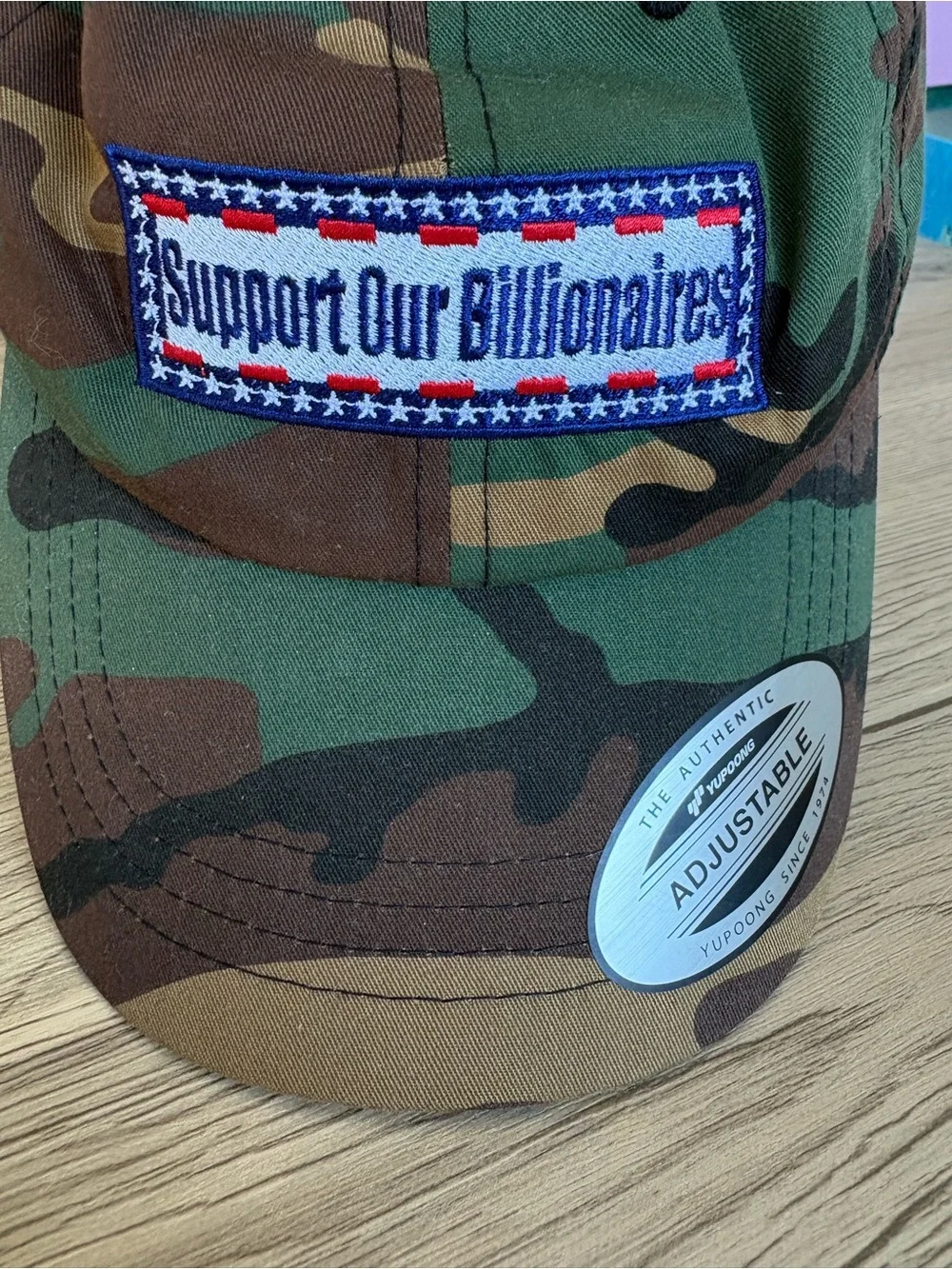 Camo 'Support Our Billionaires' Patch Yupoong Cap Adjustable Baseball Cap